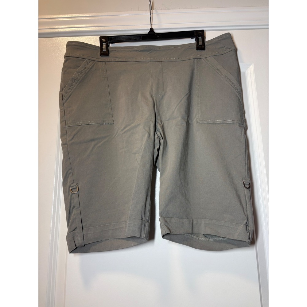 SOHO Apparel Ltd Womens XL Bermuda Shorts Olive Gray Stretch w/ Pockets